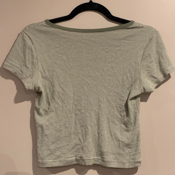 Ashlyn Striped Top | Brandy Melville | One-Size | Green and White Stripes - Picture 2 of 5